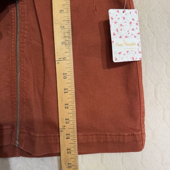 NWT Free People Zip Mini Skirt  Size 28 Reddish‎ Brown MSRP $68 Boho - Picture 6 of 16